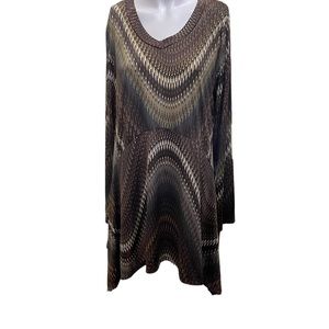 Lavena womens tunic top asymmetrical hem brown/tan/beige size large